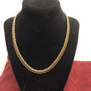 Vintage Ladies Block Chain Design Gold Necklace 18"